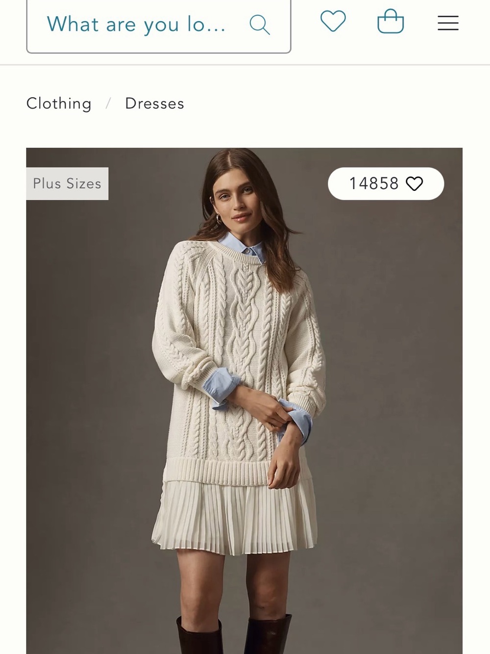 Anthropologie Delphine Twofer Sweater Dress in Eggnog Size M
